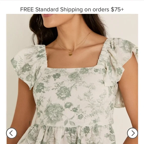 Lacey linen postcard tie back blouse - Picture 2 of 2